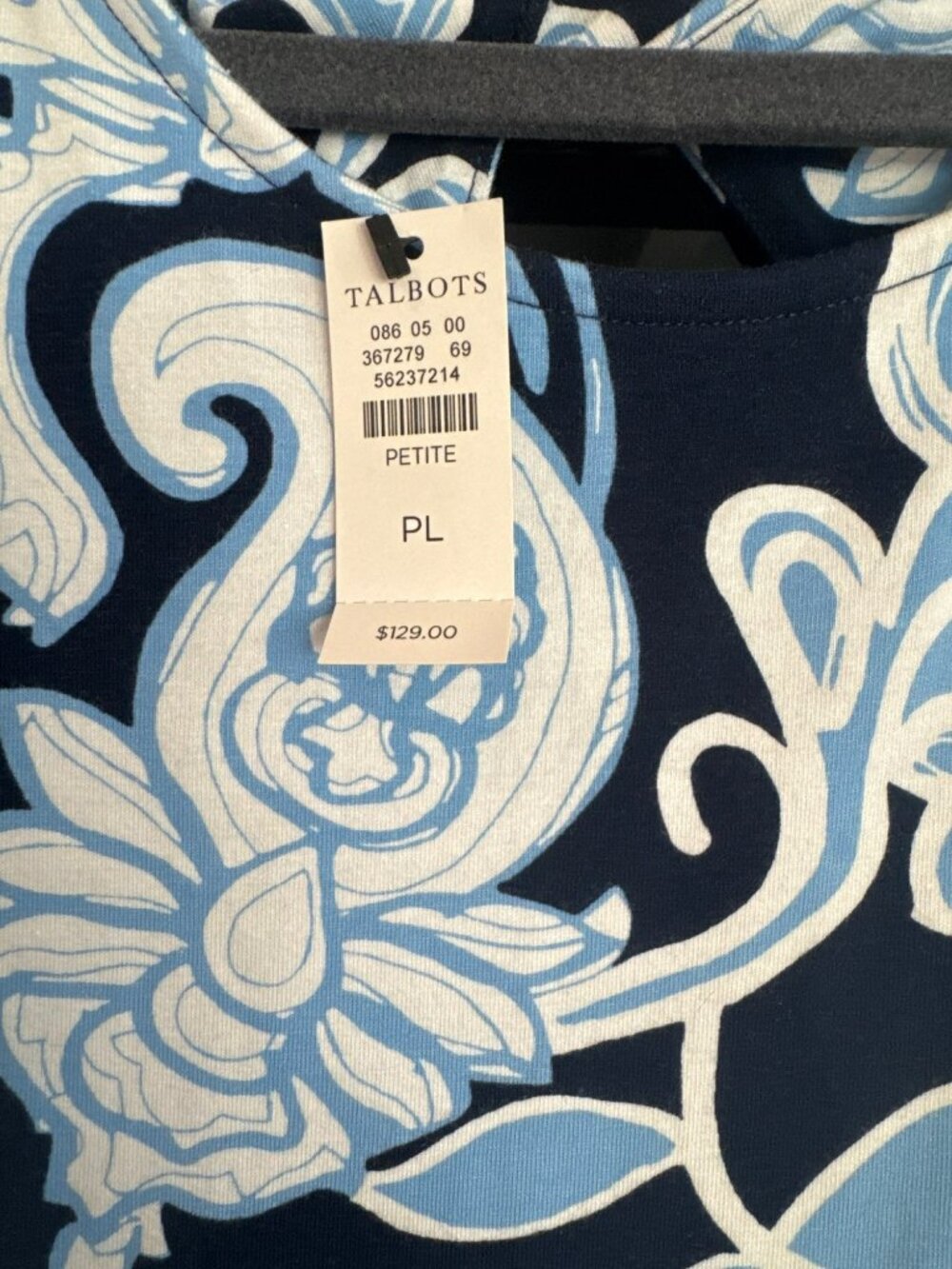 Talbots Floral Maxi Dress PL Petite Large NWT Blue White Cotton Keyhole Back - Picture 2 of 6